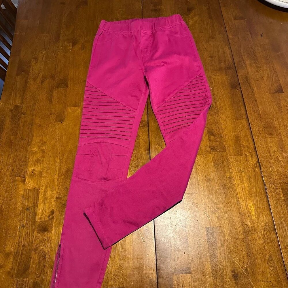 UMGEE Pants Womens Pink Moto Jeggings Zip Ankle Leggings Stretch Size Small